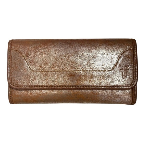 Frye Mellisa tan brown metallic Leather Wallet - Picture 1 of 6